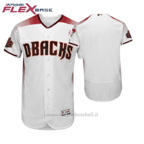 Maglia Baseball Uomo Arizona Diamondbacks Bianco 2018 Dia de la Madre Flex Base